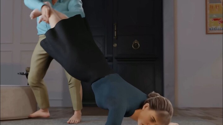 He saved his wife by holding her legs.