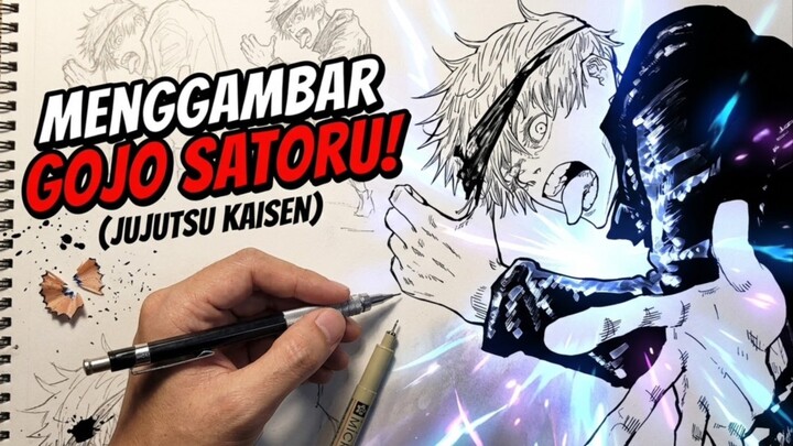 Menggambar gojo satoru jujutsu kaisen