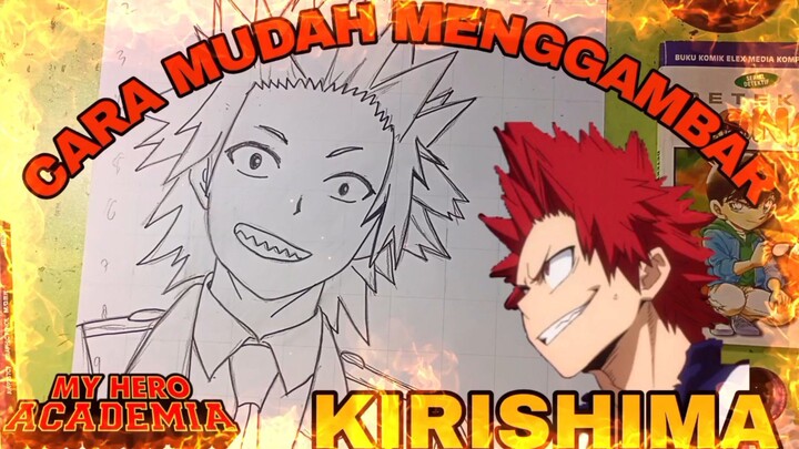 cara mudah menggambar anime my Hero academia, KIRISHIMA