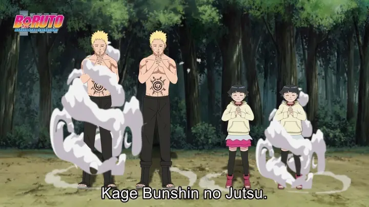 Naruto trains Himawari Kagebunshin no Jutsu | Funny Moment Naruto and Himawari [English Sub]