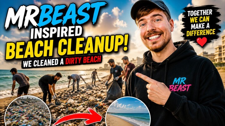 MrBeast Inspired Beach Cleanup 🌊🔥 | We Cleaned a Dirty Beach! | Amazing Vlog