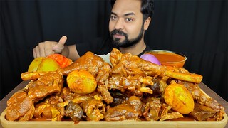 HUGE SPICY MUTTON CURRY, EGG CURRY, MUTTON LEG PIECE, RICE, GRAVY MUKBANG ASMR EATING | BIG BITES