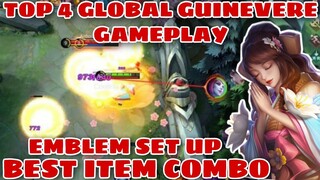 TOP 4 GLOBAL GUINEVERE GAMEPLAY - SAKURA WISHES - TOP GLOBAL EMBLEM SETUP - MOBILE LEGENDS