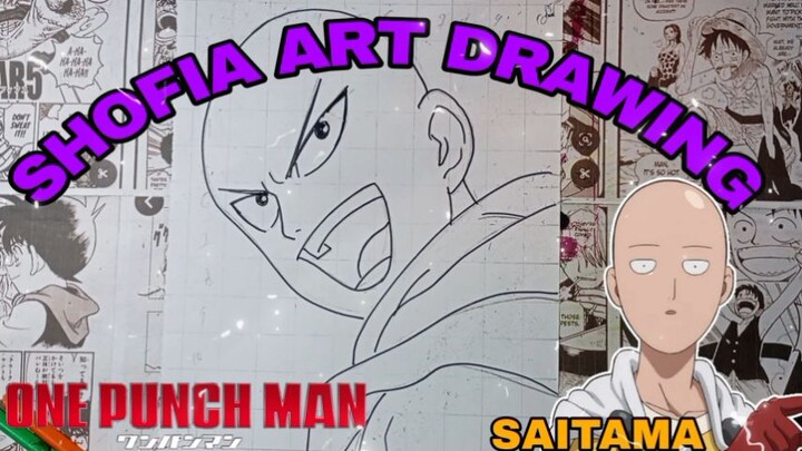 drawing anime one punch man, Saitama