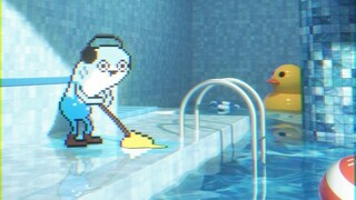 【Pool Core】(◉▼◉ ﾐ)Эเต่าสกาบานทำงานในสระว่ายน้ำ