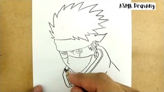 ASMR DRAWING kakashi , naruto manga from japan / how to draw kakashi