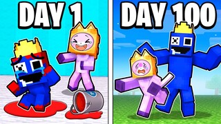 100 DAYS In RAINBOW FRIENDS MINECRAFT! (WILL LANKYBOX SURVIVE!?)