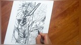 drawing:(eren vs war hammer titan / manga attack on titan)