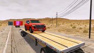 Flatbed Truck Mcqueen  _ Transportation with Truck - Pothole vs Car _444 - BeamN