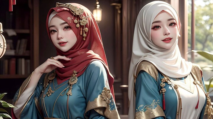 AI Hijab Lookbook, Majestic Dress CH 2