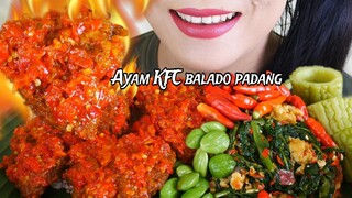 MAKAN AYAM KFC BALADO PADANG, TUMIS KANGKUNG SAMBEL TEMPE, PETE MENTAH | EATING SOUNDS