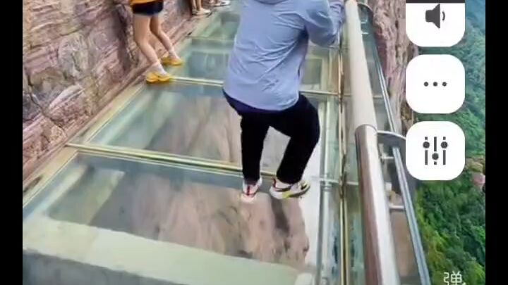当灵魂已经走到了对岸，但腿还在起点发抖……透明玻璃桥真的太吓人了！我是谁？我在哪？我不应该在这里，我应该在床底下！😂🚶‍♂️崩塌式前进！