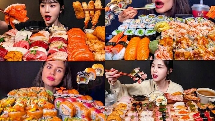 ASMR EATING SUSHI AND SASHIMI MUKBANG