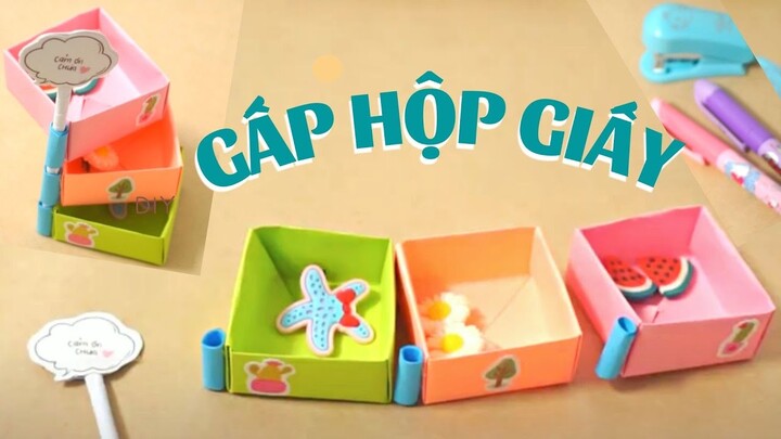 Cách làm hộp quà bằng giấy cực dễ - Cách Gấp Hộp Quà đơn giản Gấp giấy Origami -hộp bằng giấy a4