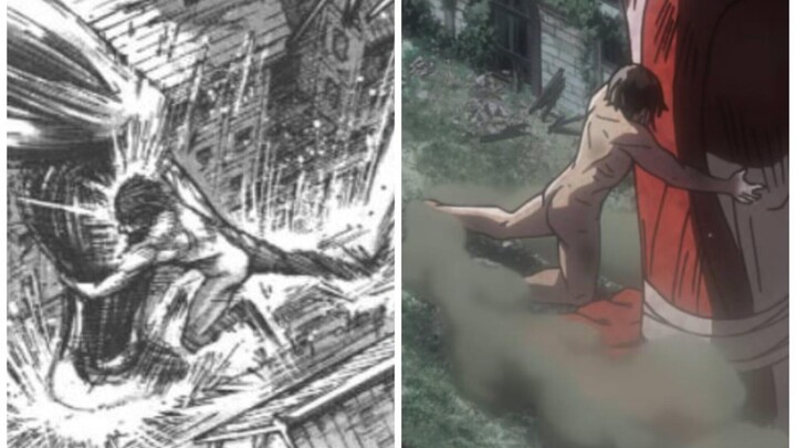 Eren vs Bertolt comics vs animation 01