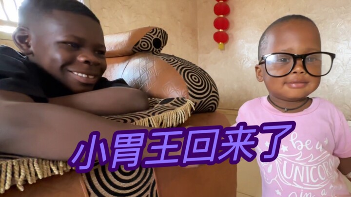 The little stomach king is back from visiting relatives. The little guy hasn't changed at all and is