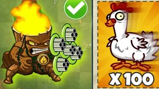 ความท้าทาย PvZ 2 - พืชทั้งหมดเลเวล 1 ต่อซอมบี้ไก่ 100 ตัวโดยใช้การเพิ่มพลัง 1 ครั้ง ใครจะชนะ