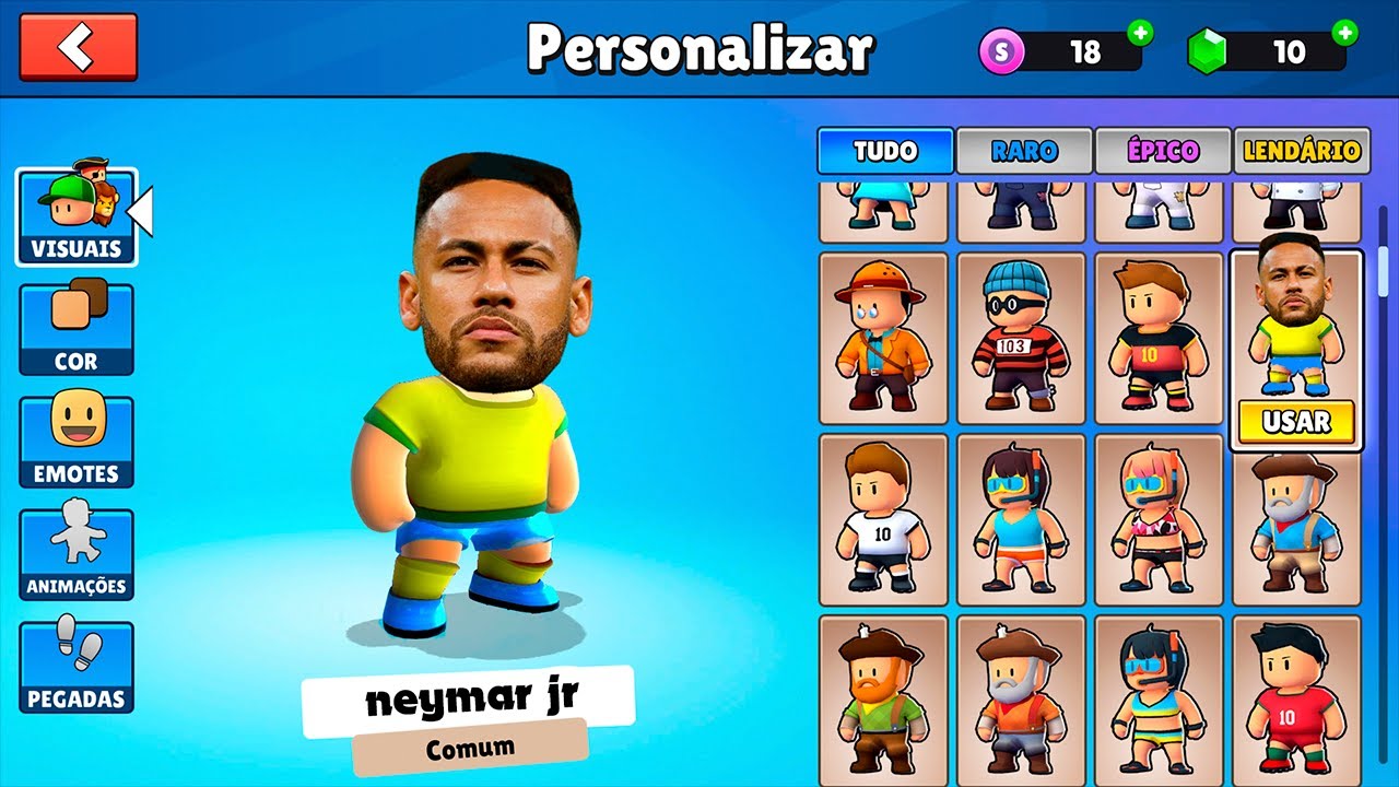 Stumble Guys - Skins  Fotos do neymar, Fontes de letras para