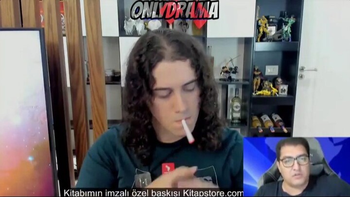 GigTv İbrahim, Diamond Tema'nın karısına sövüyor Diamond Tema'da izlerken sigara yakıyor.