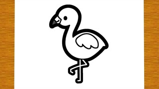 BELAJAR MELUKIS FLAMINGO COMEL | Lukisan yang senang