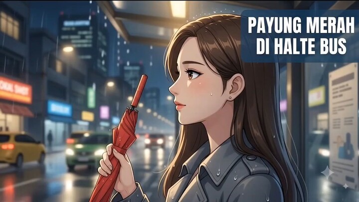 PAYUNG MERAH DI HALTE BUS