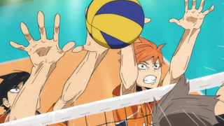 ฮินาตะรักษาบอลด้วยเท้าของเขา ฮินาตะและคาเงยามะบล็อก Quick_ To The Top ของ Miya Twin