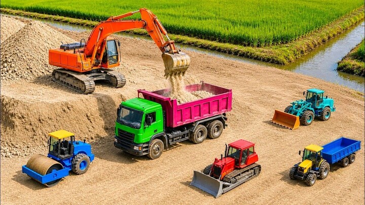 Jcb Loading Mud Truck Truck JCB 3DX Pulling Swaraj Tractor Mahindra Tractor Crane JCB
