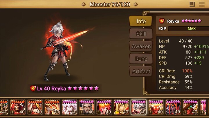 Skill Magic Order Swordsinger ( Reyka ) Element Fire - Summonerwars