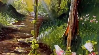 这才是真正的3D画：晃动的秋千，垂落的紫藤花，伸出画卷的枝丫