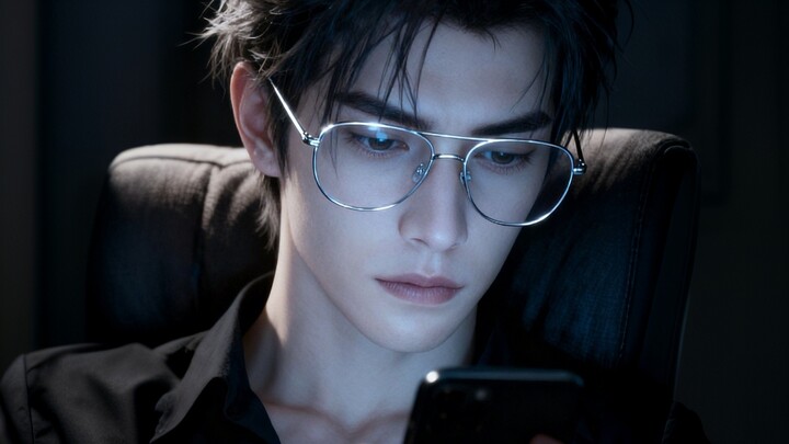 Han Lao Mo looks at his phone