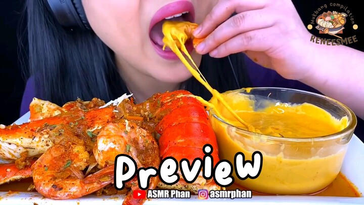 MUKBANG ASMR SEAFOOD BOIL WITH CHEESE SAUCE 🦀🦐🤤😱