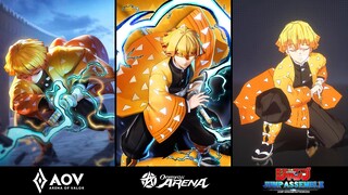 Zenitsu (AOV Skin) vs Zenitsu (OA) vs Zenitsu (Jump Assemble) : SKILLS