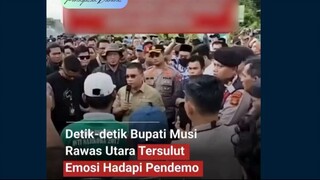 Bupati Musi Rawas Utara (Muratara), Devi Suhartoni, sempat terpancing emosi saat menghadapi aksi unj