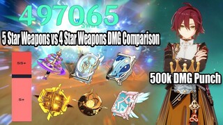 Heizou All 5 Star Weapons vs 4 Star Weapons DMG Comparison & Tier - 500k DMG Punch Showcase