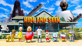 Granny's Hide And Seek 😥 With Shinchan And Doraemon & Motu Patlu Little Singam In Gta5 Telugu