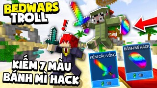 KHANGG HACK BEDWARS BẰNG KIẾM CẦU VỒNG VÀ BÁNH MÌ SỨC MẠNH VIP TROLL NOOB TEAM *BEDWARS BLOCKMAN GO