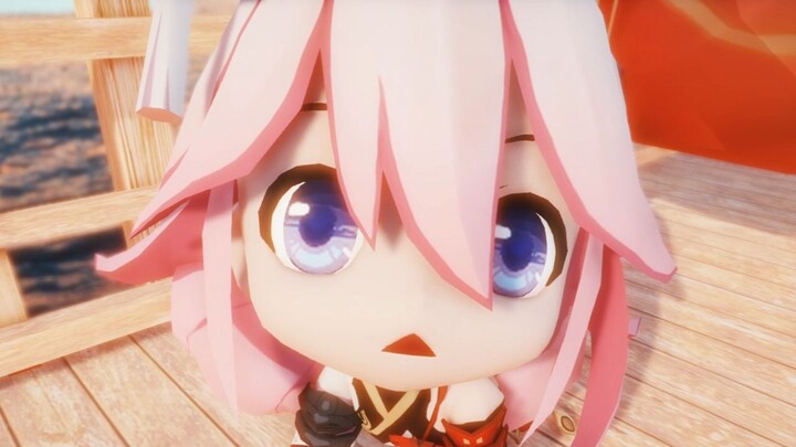 Yae Sakura menemukan Hioumaru raksasa yang menggigit Hi-ei