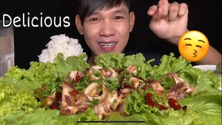 [ MrrDaro KH] MUKBANG EATING FRY SQUID | Seafood ( Delicious Squid )