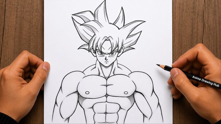 How to Draw Goku Ultra Instinct Full Body | Goku Drawing Step by Step | Easy for Beginner