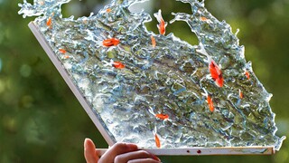 The whole unique skill of dripping glue is a perfect replica of the summer koi water fan~