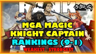 RANKINGS NG MAGIC KNIGHT CAPTAIN SA CLOVER KIINGDOM (Ranking Weakest - Strongest) #asta #anime