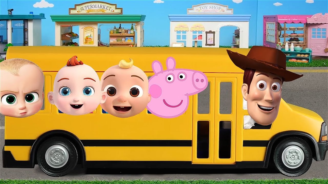Wheels on the Bus NEW ft. Cocomelon Super JoJo Peppa Pig | Mash-Up Overlay  Video and Sound FX - Bilibili