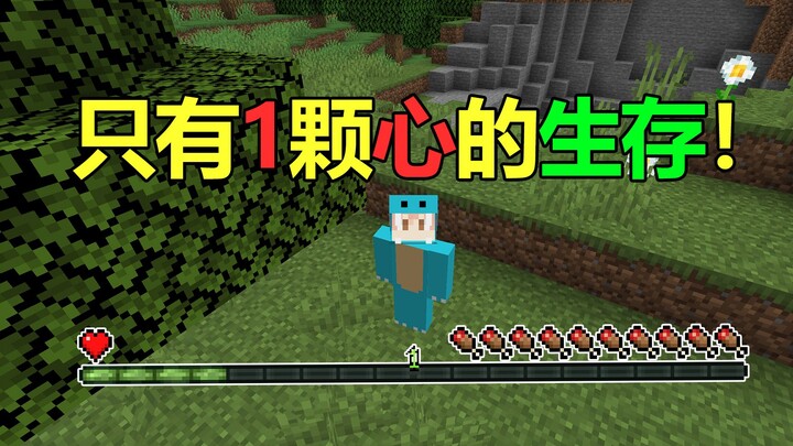 Minecraft: Survival with just 1 health point! How long can you last?