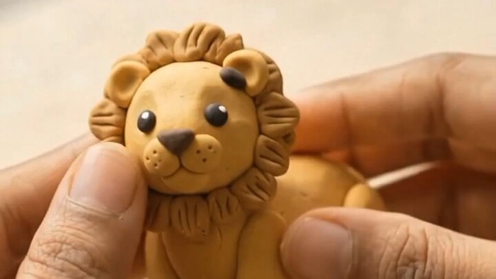 可爱的小狮子黏土手工 🦁🤎｜迷你黏土艺术