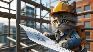 Epic Kitten in Construction: Viral Construction Cat Journey 🐱🚧