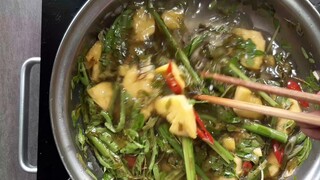 Ngiêu hấp thái lá me non. Bếp cô tư tập 192.