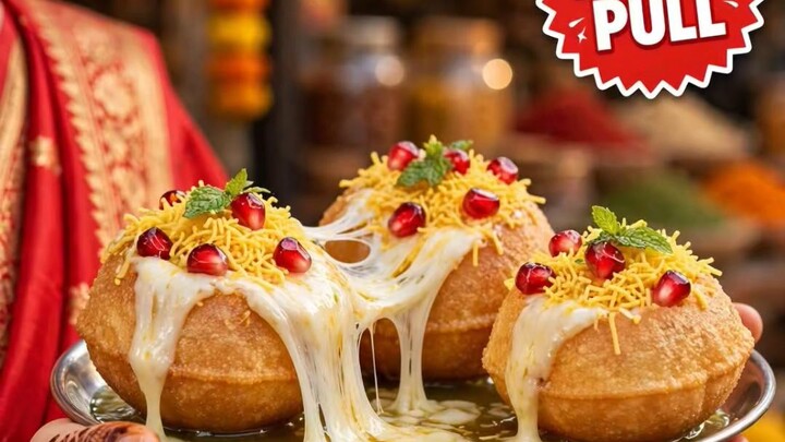 Cheese PULL Pani Puri! Indian Street Food So Delicious 🤤