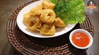 Mực tẩm bột chiên giòn – Món “Quốc dân” của các hàng hải sản _ Cùng Cháu Vào Bếp