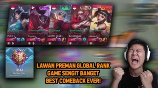 KETEMU PREMAN RANK TOP GLOBAL GAME SENGIT BEST COMEBACK ! AUTO +15 - Mobile Legends