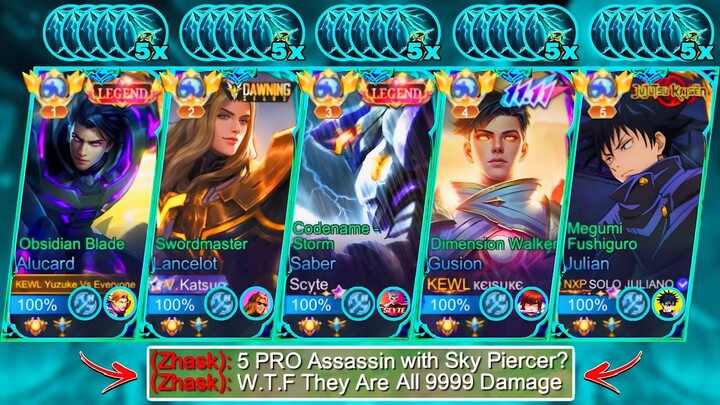 5 MAN ASSASSIN with SKY PIERCER is 100% CHEATING (this should be illegal) - 5 MAN 9999 DAMAGE WTF! 🤣